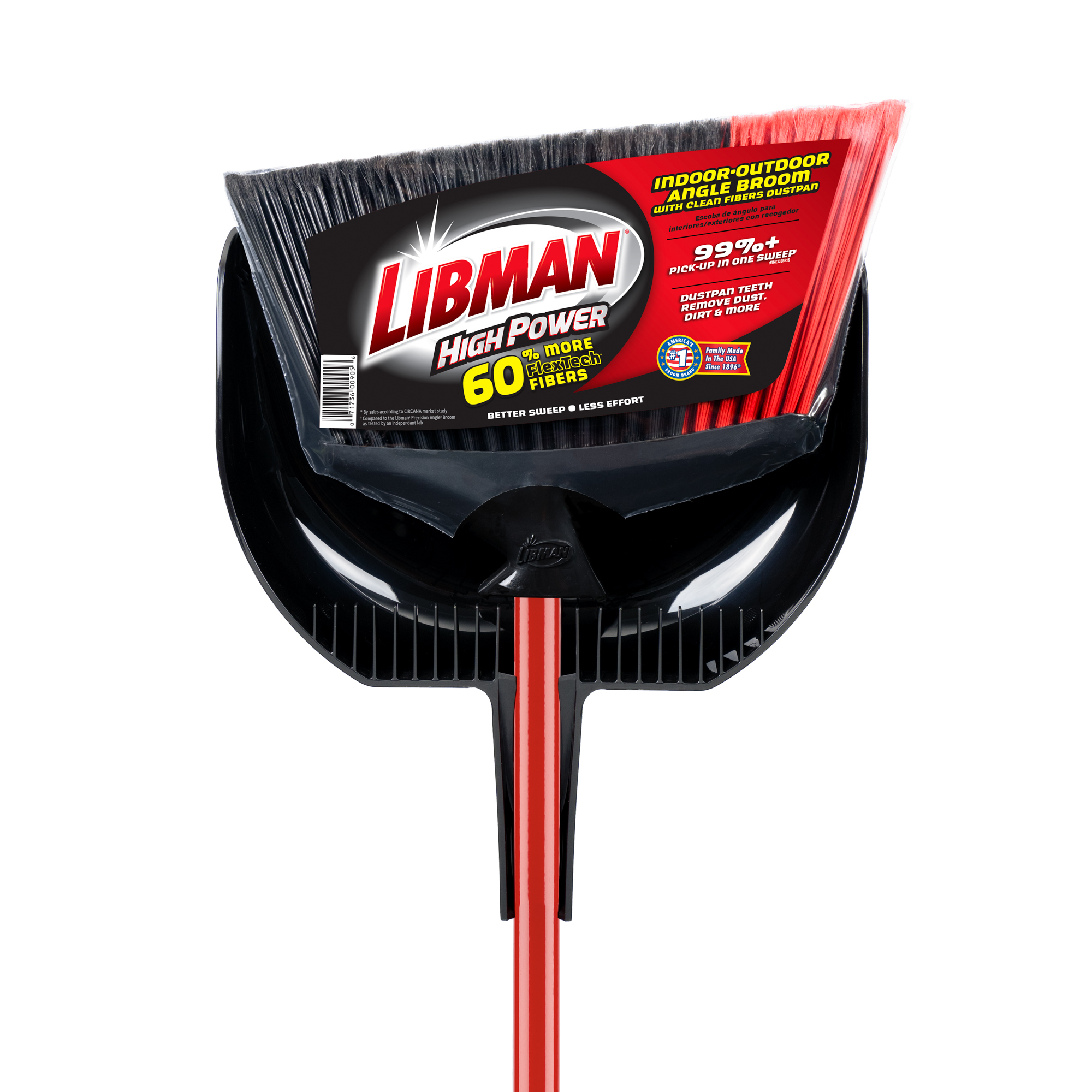 Libman Extra-Wide 13 3/4in Angle Broom with Dust Pan, 54 1/2in.L Handle, Model# 905